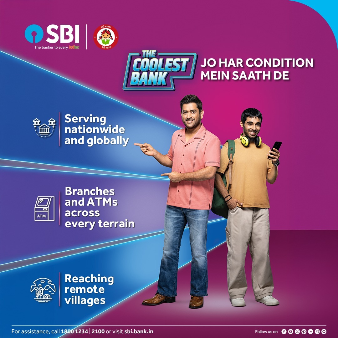 TheOfficialSBI's tweet image. #SBITheCoolestBank

Serving customers nationwide and globally, with branches and ATMs across every terrain and reaching even the most remote villages — SBI stands with you, in every condition.

Bank jo har condition mein saath de — SBI. The Banker to Every Indian.. Truly!

#SBI