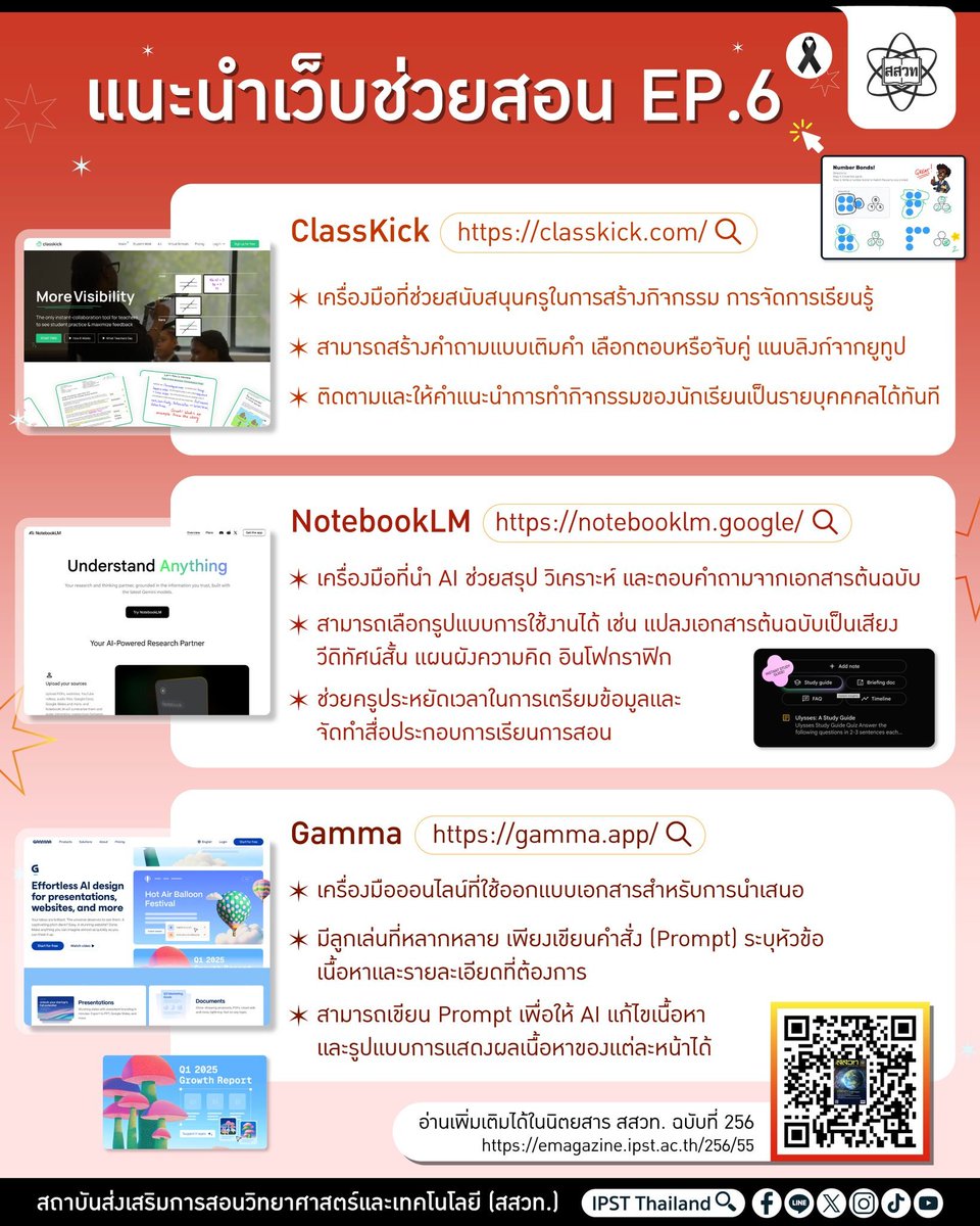 ipst_thai's tweet photo. #แนะนำเว็บช่วยสอน EP.6 เสริมพลังการเรียนรู้ด้วยเครื่องมือดิจิทัล #IPST #สสวท.
https://t.co/Y3GPNtBgKO https://t.co/GUXFYfIC99