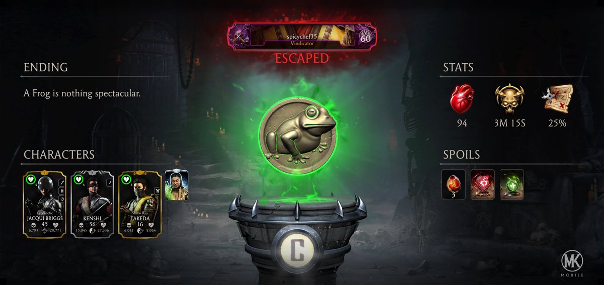 superchef12345's tweet photo. I just completed a Krypt Run in Mortal Kombat mobile! Check out my stats. https://t.co/Q7d3JiXTe0