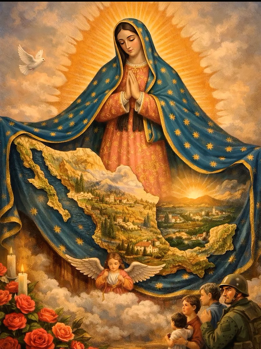 Louisagcia's tweet photo. #𝐔nidos𝐄n𝐎ración𝐏or𝐋a𝐏az 🌿🕊️

🛐𝐎𝐫𝐚𝐜𝐢ó𝐧 𝐚 𝐥𝐚 𝐕𝐢𝐫𝐠𝐞𝐧 𝐝𝐞 𝐆𝐮𝐚𝐝𝐚𝐥𝐮𝐩𝐞 𝐩𝐨𝐫 𝐥𝐚 𝐩𝐚𝐳 𝐞𝐧 𝐌é𝐱𝐢𝐜𝐨.

~𝑺𝒂𝒏𝒕í𝒔𝒊𝒎𝒂 𝑽𝒊𝒓𝒈𝒆𝒏 𝒅𝒆 𝑮𝒖𝒂𝒅𝒂𝒍𝒖𝒑𝒆,
Madre amorosa de todos los mexicanos,
hoy elevamos nuestra oración hacia ti
con fe, esperanza y confianza en tu
poderosa intercesión.
Mira con misericordia a nuestra nación,
a cada ciudad, a cada pueblo y a cada
familia que desea vivir en tranquilidad,
justicia y fraternidad.
Tú que conoces el dolor de tu pueblo,
escucha el clamor de quienes sufren, de
quienes tienen miedo, de quienes
anhelan un mañana mejor.

Madrecita del Tepeyac, cubre a México
con tu bendito manto protector.
Aleja la violencia, el odio y la división;
transforma los corazones endurecidos y
siembra en ellos amor, respeto y compasión.
Que donde haya rencor, nazca el perdón;
donde haya tristeza, florezca la
esperanza; y donde haya oscuridad,
brille la luz de Dios.

Intercede por nuestras autoridades y por
todos los que tienen la responsabilidad
de cuidar y servir a nuestro pueblo.
Dales sabiduría, honestidad y un corazón
justo para que busquen siempre el bien
común y trabajen por un país más seguro
y unido.

Te pedimos también por nuestras
familias, por los niños, los jóvenes y los
ancianos, para que vivan protegidos
bajo tu amparo.
Fortalece a quienes trabajan cada día
con esfuerzo, consuela a quienes han
perdido la paz y acompaña a quienes
atraviesan momentos difíciles.

~𝑽𝒊𝒓𝒈𝒆𝒏 𝑺𝒂𝒏𝒕𝒂,
ayúdanos a ser instrumentos de paz,
a sembrar bondad en nuestras palabras,
a construir unidad en nuestros hogares y
a vivir con fe y confianza en Dios.
Que en cada rincón de México se sienta
tu presencia maternal, y que, guiados por
tu amor, nuestro país camine hacia
tiempos de reconciliación, esperanza y
verdadera paz.

🙏🏻𝐀𝐌é𝐍.🙏🏻

~𝑺𝒂𝒏𝒕𝒂 𝑴𝒂𝒓í𝒂 𝒅𝒆 𝑮𝒖𝒂𝒅𝒂𝒍𝒖𝒑𝒆, 𝑹𝒆𝒊𝒏𝒂 𝒅𝒆 𝑳𝒂 𝑷𝒂𝒛, 𝑹𝒖𝒆𝒈𝒂 𝒑𝒐𝒓 𝑵𝒐𝒔𝒐𝒕𝒓𝒐𝒔.🙏🏻🕊️