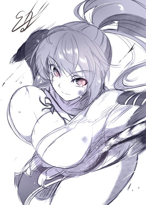 件の新衣装にて軽く。
胸のお紐が気になる年頃。
 #かすみ生誕祭2026
#格ゲーキャラ描こうぜ 