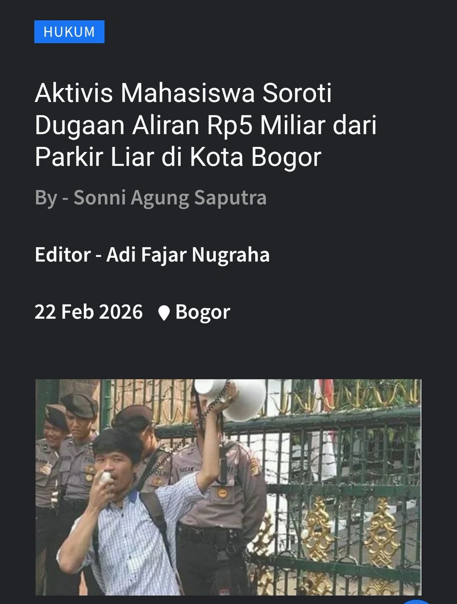 Anjay....banyak betul hasil parkirnya, nggak tanggung tangung ndro!!

Dugaan praktik parkir liar di sejumlah titik di Kota Bogor kembali menjadi sorotan publik.