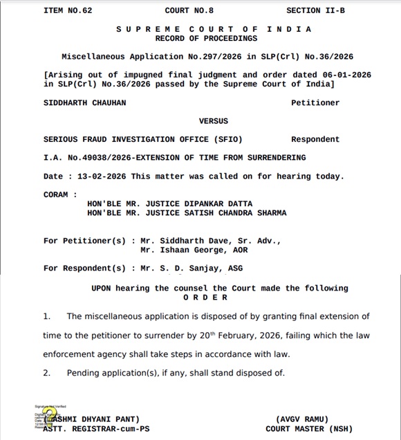 #ArrestChauhan
<a href="/MCA21India/">Ministry of Corporate Affairs</a> Supreme Court order gave FINAL option of surrender by 20-Feb-2026 to Sidharth Chauhan

Has he surrendered?
Has #SFIO arrested Chauhan yet?

<a href="/AmitShah/">Amit Shah</a> Pls help us in getting the WILFUL Defaulter behind bars at the earliest as per order of #SupremeCourt