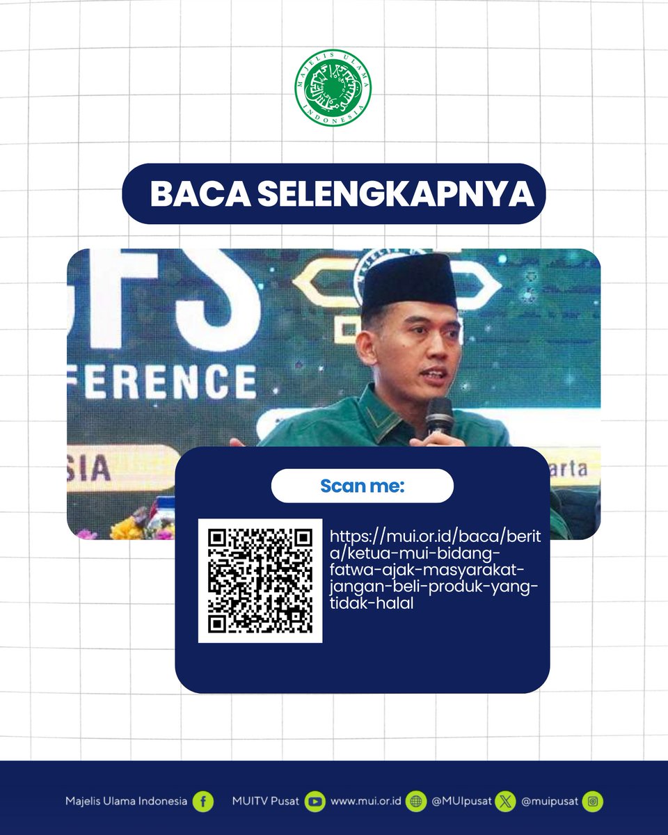 MUIPusat's tweet image. "Dikasih gratis saja, jika tidak halal, maka tidak boleh dikonsumsi." - Prof. KH Asrorun Ni'am Sholeh

Sertifikasi halal bukan sekadar urusan dagang, tapi perlindungan negara atas hak beragama warganya.Jangan sampai urusan perut dikompromikan demi angka perdagangan! 
#Halal #MUI