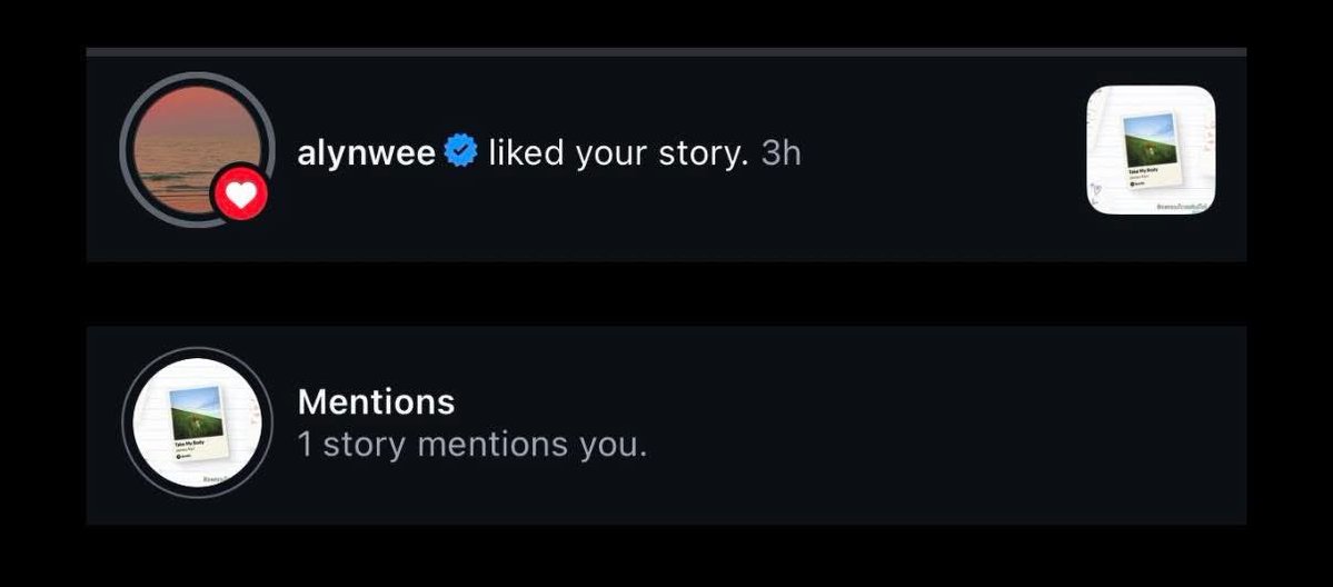 อันนี้แค่สตอรี่เดียวที่แปะ ส่วนที่รีโพสของอลินฮีมากดไลก์ให้แทบทุกอันเลย เราก็อยากโปรโมทศลปให้เยอะๆ จะได้มีคนฟังเพลงเขาเยอะๆ อย่างน้อยก็ต้องคุ้นชื่อไอจีเราบ้างแหละนะ 555 #JamesAlyn