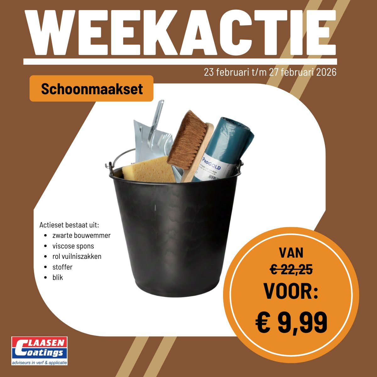 Weekactie: Schoonmaakset  Opgeruimd staat netjes en het werkt een stuk lekkerder. Deze week ruimen wij ook op met deze speciale actie.  Kom langs in één van onze vestigingen. Je bent van harte welkom! #actie #opgeruimd #schoonmaak #ClaasenCoatings