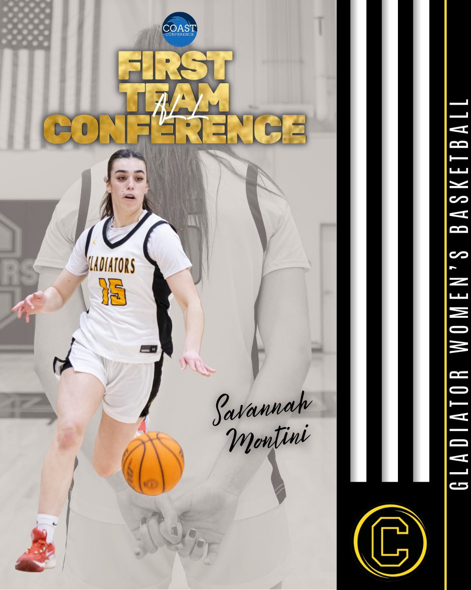chabotwbb's tweet photo. Congratulations to Savannah Montini on being named First Team All-Coast Conference!

#gogladiators https://t.co/7O1sk1rxBR