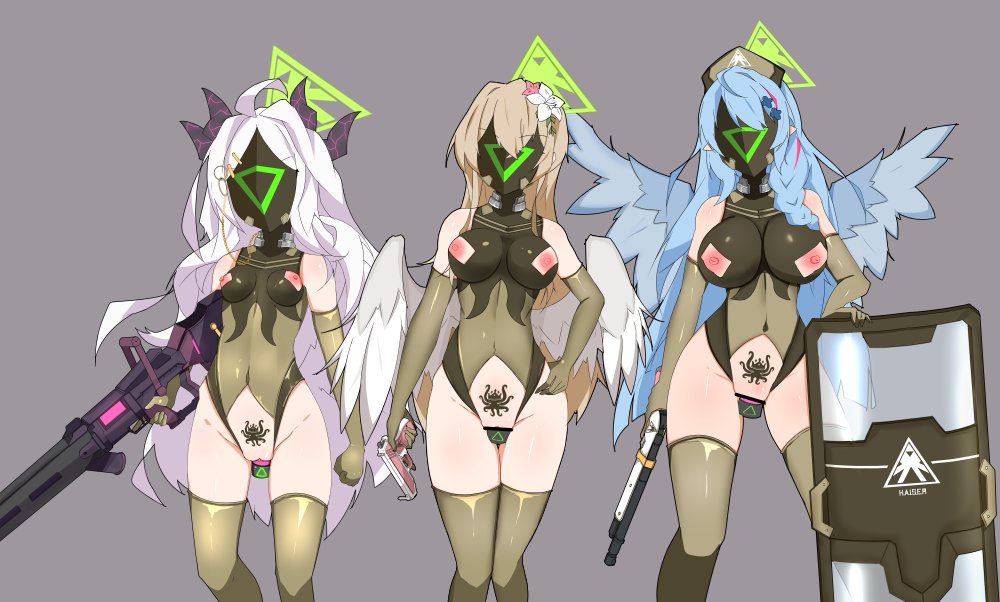 マスク差分全部よこせって言われてたので雑にマスク差分描きつつ今までの奴を並べてみました。増えれば増えるほど強くなるんだ 横並びって奴は 