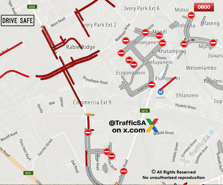 TrafficSA's tweet image. Ekurhuleni - Live View: #Tembisa  #Shutdown 
multiple road closures - heavy traffic exiting via Rabie Ridge