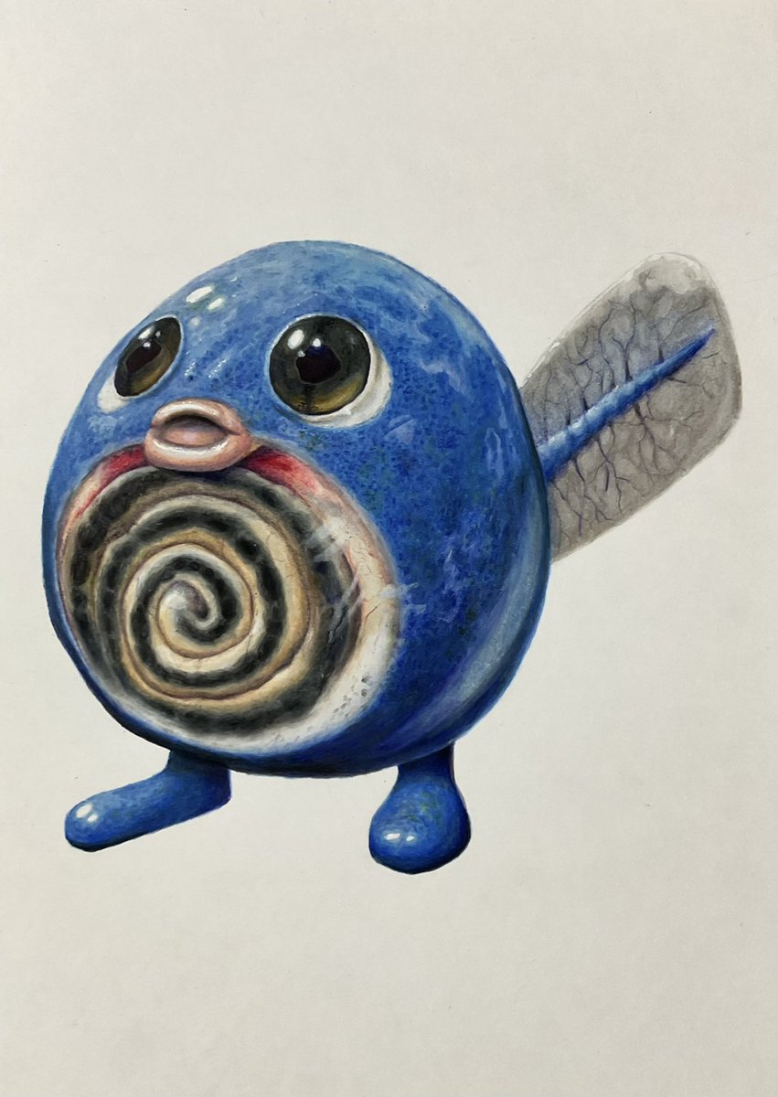 ポケモン30周年 #色鉛筆画 色鉛筆で描いた、ニョロモとカブトプス