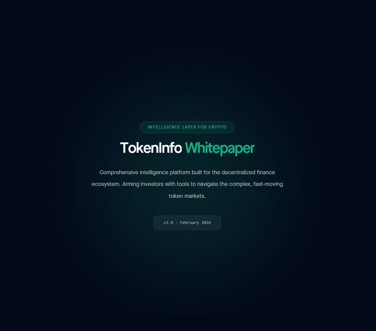 TokenInfoAI's tweet photo. The https://t.co/dYWVfGXQz2 Whitepaper is officially live.

6 tools. 1 platform. 

The intelligence layer crypto has been missing.

What's inside: 
→ Token Audit, Jeet Inspector, Flow Chart, Top Traders & more 
→ OpenClaw AI agent integration 
→ $TOKEN utility & tokenomics 
→ Full technical architecture & roadmap

Read it: https://t.co/SyLXFo22jN