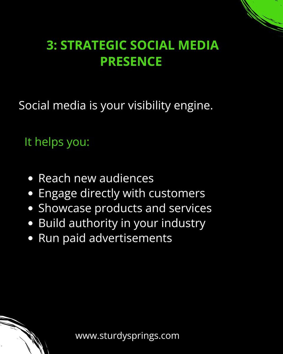 SturdySprings's tweet photo. What is required to promote your business online? It takes more than just posting on social media: you need a website, strong branding, and a strategic social media presence working together. Visit https://t.co/uELYGyM6qI to learn more. #sturdysprings #digitalmarketing https://t.co/b5WSlaNuEL