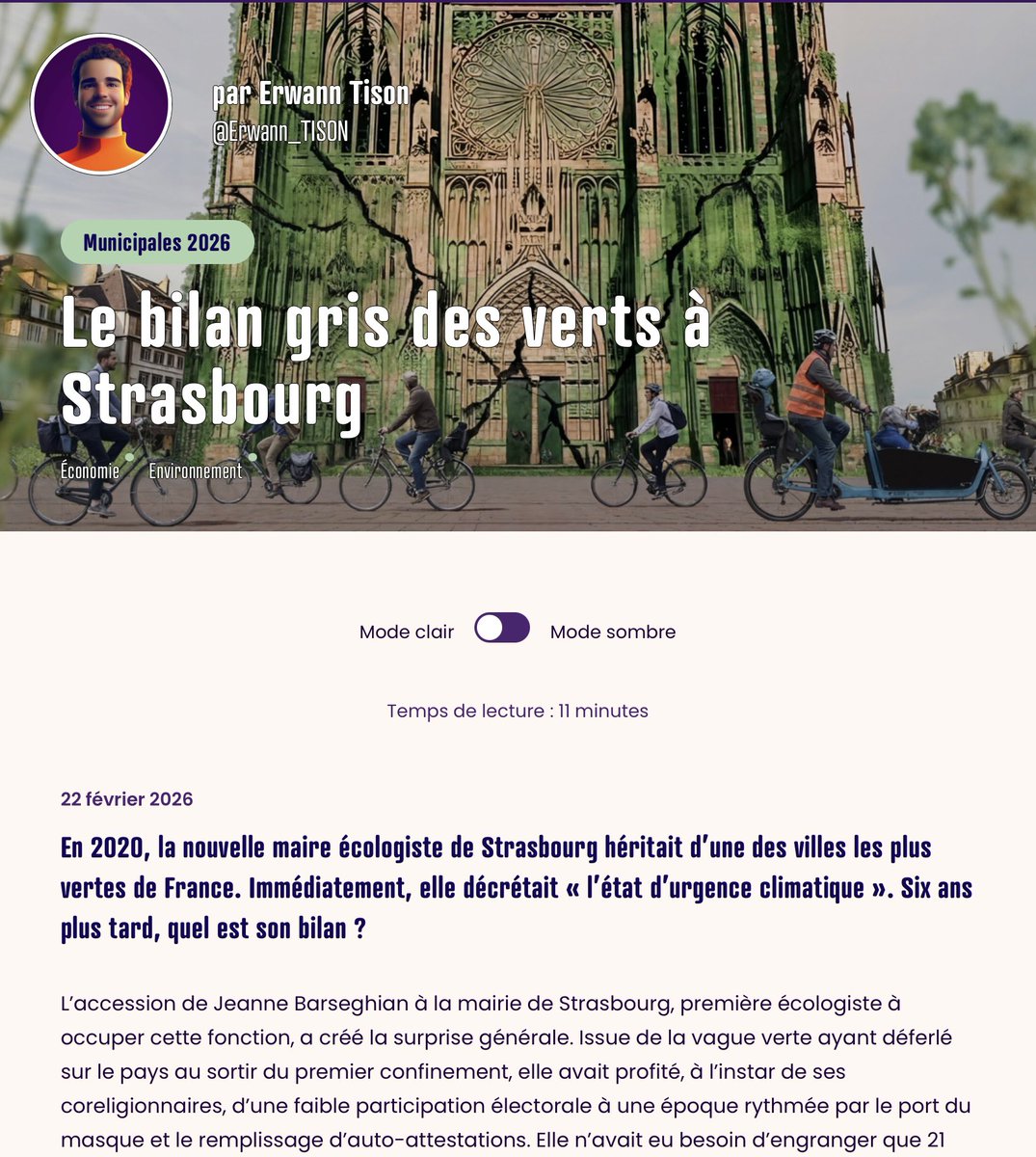DuprDominique2's tweet photo. 😱LE BILAN GRIS DES VERTS À STRASBOURG En 2020, la nouvelle maire écologiste de Strasbourg J.Barseghian héritait d’une des villes les plus #vertes de France. La ville, très bien gérée et jouissant d’une forte attractivité, fruit de l’excellent travail des 3 derniers maires, bénéficiait d’une situation #budgétaire, #écologique et #sociale plus qu’enviable. Dans ce contexte, la proclamation par J. Barseghian de l’état d’urgence climatique lors de son intronisation apparaît en décalage, tant avec la situation existante qu’avec les résultats obtenus par la suite. https://t.co/nhvvDzocrK