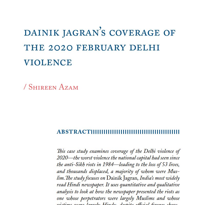 When Delhi burned in Feb 2020, reports from the peak 3 days somehow did not make it to the top story of Dainik Jagran, India's most widely read Hindi newspaper🤷‍♀️

For <a href="/KASMediaAsia/">KAS Media Programme Asia</a>, I study 30 days of coverage to unpack techniques of "inversion of truth" by state-leaning media