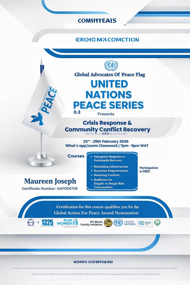 🌍 United Nations Peace Series 0.3
📅 23rd–25th
⏰ 7PM–9PM
Be part of the global peace conversation ✨
Join our WhatsApp group 👇
chat.whatsapp.com/FDPPHIhgFrk7A8…�
#UNPeaceSeries #Peace #GlobalLeadership #SDGs