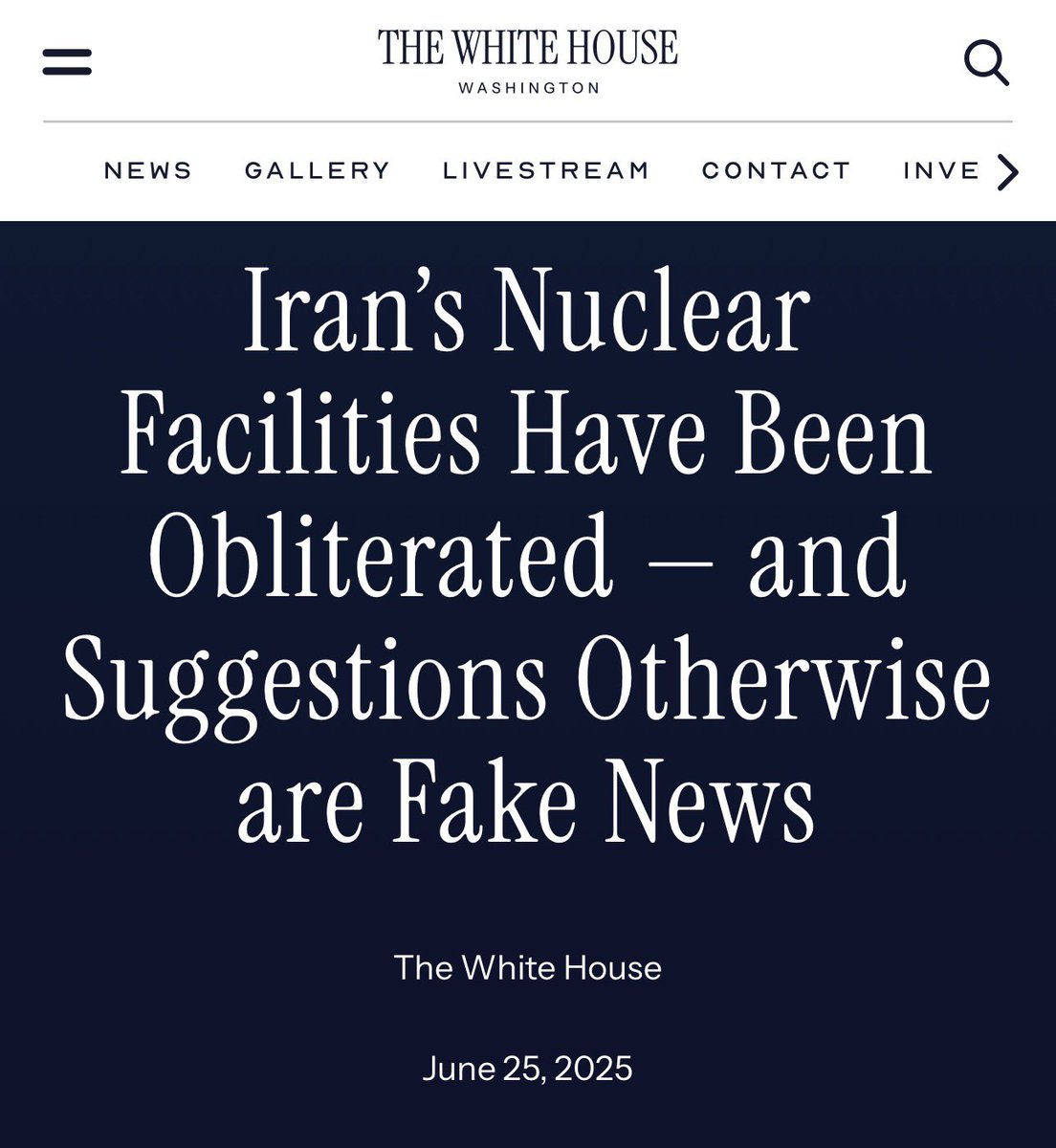 If this statement is true, it means that the U.S. military strike in June did not "obliterate" Iran's nuclear program as they told us. And if it didn't work last June, why should we believe that an attack now will succeed? Just asking questions, Americans deserve answers to