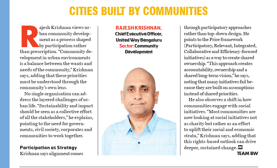 uwbe's tweet photo. In this piece, by the BW Businessworld Ebook, Rajesh Krishnan, CEO, United Way Bengaluru, beautifully captures why participatory, community-led approaches matter more than top-down designs and how shared ownership is key to sustainable impact

 https://t.co/oLr1ozNPfi (PAGE 54) https://t.co/E8K5DijKkh