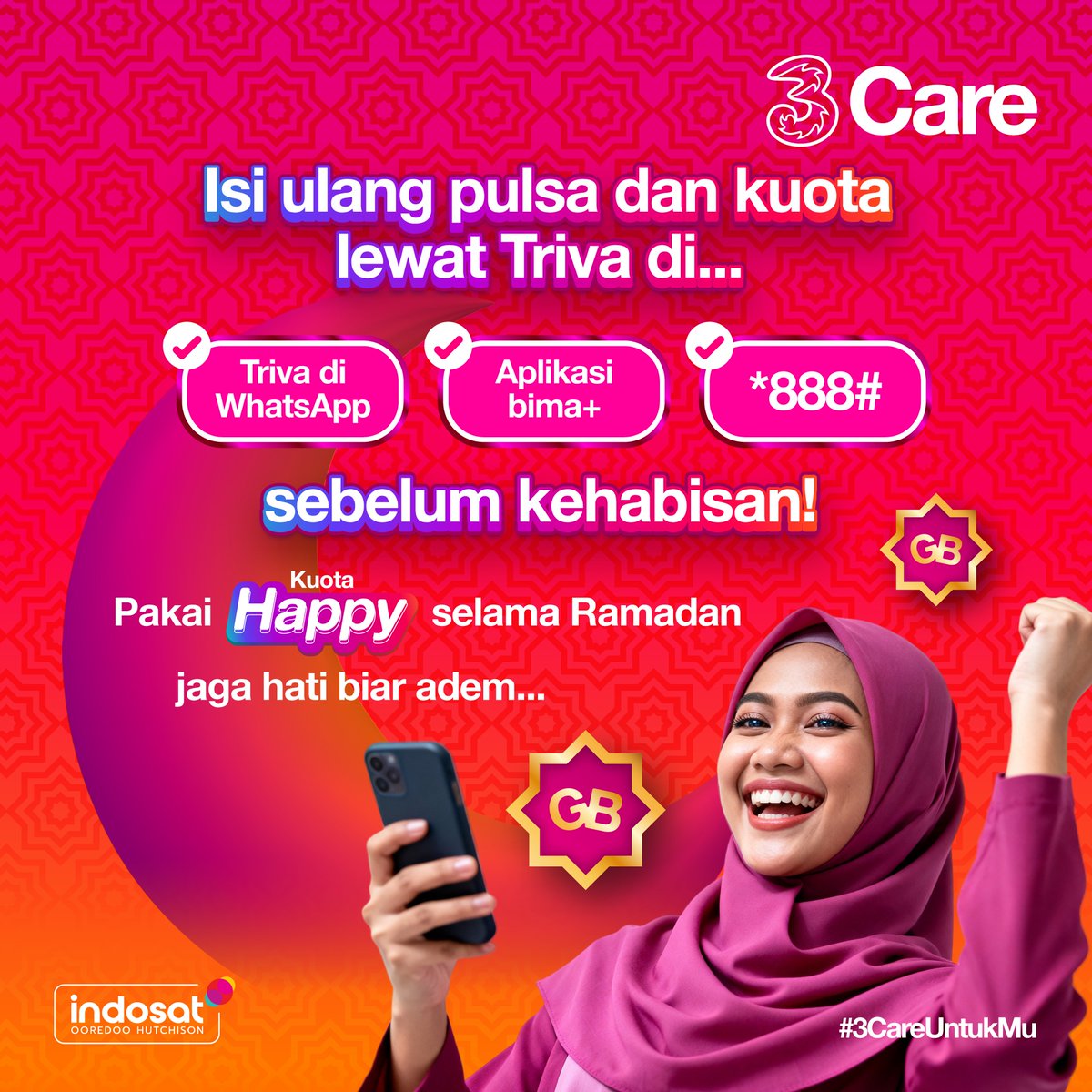Tahaannn jangan emosi, masih puasa minggu pertama nih #SobatTri.....​
​
#3CareUntukMu #3CareIndonesia