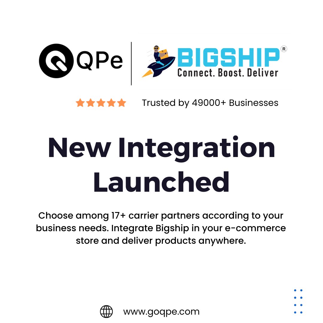 qpeapp's tweet photo. Bigship is now live on QPe 🚚

Multi-courier access. Smart shipping rates. Seamless integration.

Ship better. Scale faster.
#QPe #Bigship #Ecommerce #D2C #SaaS https://t.co/m1qyyqFTZc