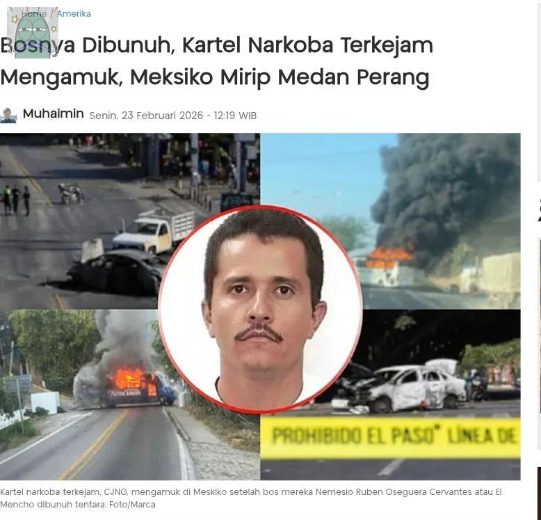 💚 akibat bos kartel narkoboy dibunuh, meksiko skrg lagi chaos dan kayak neraka, mobil dibakar dimana2 dan kartel narkoboy menyebar ancaman ke siapa saja.
serem sih ini mengingat meksiko jadi salah satu tuan rumah piala dunia 2026