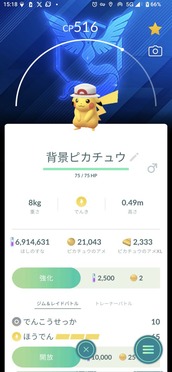 普段、意味不明な背景つきとか興味ないけど、こういうヤツなら大歓迎👍
しかも我がチームのは焦げてくれた。
久々！

#ポケモンGO
#ピカチュウ