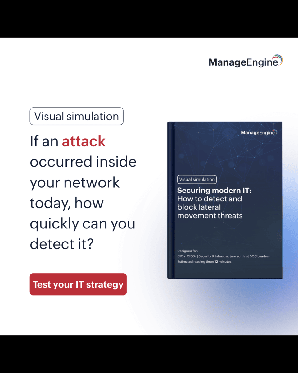 👉 A 12-minute visual simulation of how modern attacks bypass perimeter controls: zurl.co/rMWdJ

#ManageEngine #FSO #IT