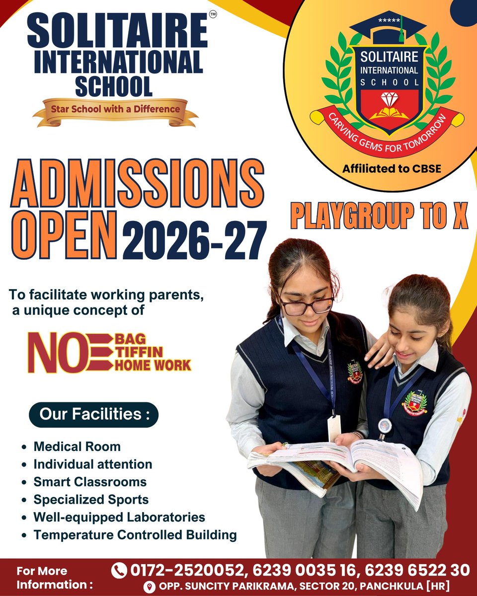 solitairepkl's tweet photo. 🔹 𝐒𝐞𝐬𝐬𝐢𝐨𝐧 𝟐𝟎𝟐𝟔-𝟐𝟕 🔹

🎓“Admissions Open – Limited Seats!”
Apply today. Lead tomorrow.

“Now Accepting Applications”
The clock is ticking. Don’t miss out.🌟

📚 Fun learning | 🧩 Creative activities | 🎯 Confident communication https://t.co/Yd8I6iIhca