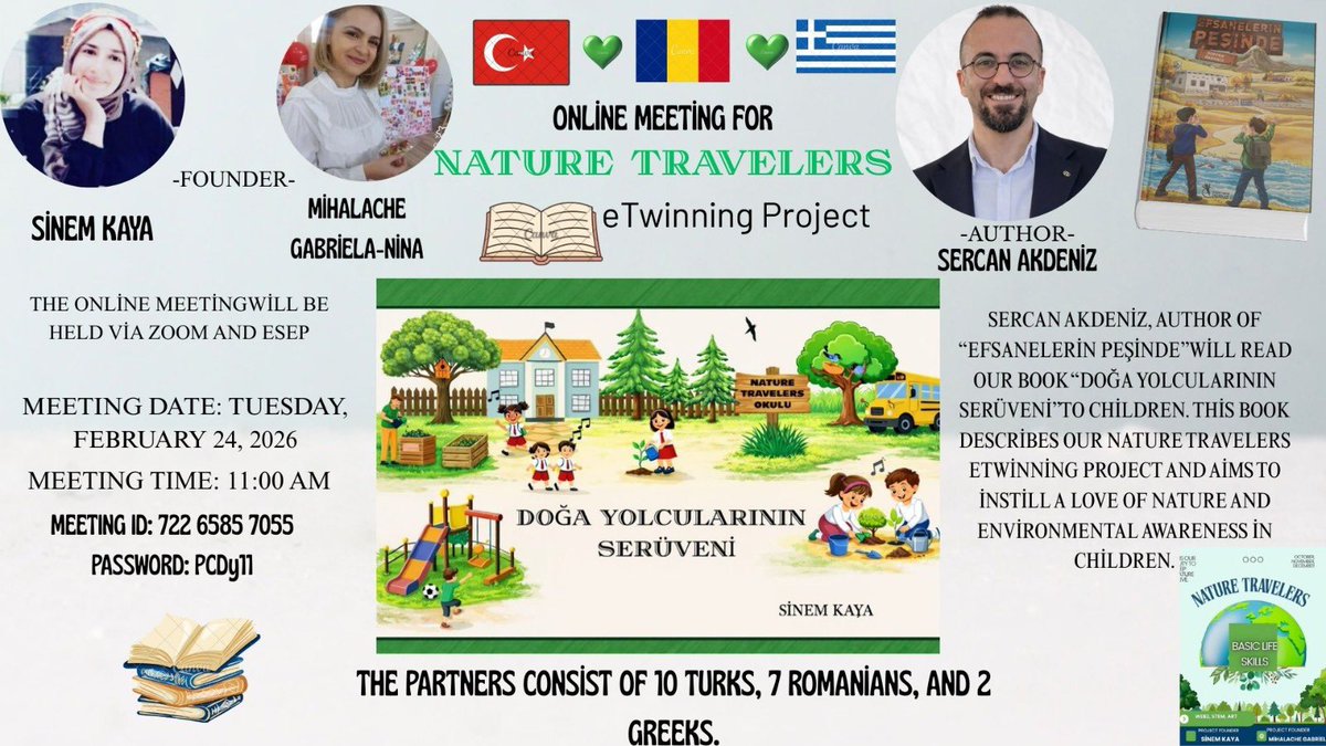 Kulp Anaokulumuzun Müdürü Sinem KAYA’nın yürüttüğü e-twinning projesi kapsamında 24 Şubat saat 11.00’de Zoom ve ESEP üzerinden çevrim içi hikâye okuma etkinliği gerçekleştirilecektir.
Yazar Sercan Akdeniz’in katılımıyla kitap okunacaktır.
<a href="/hhemm21/">MEHMET (ZÂHİD) ŞİMŞEK</a> <a href="/sadoglu_salih/">Salih Sadoğlu</a> <a href="/burakakeller/">Burak AKELLER</a>