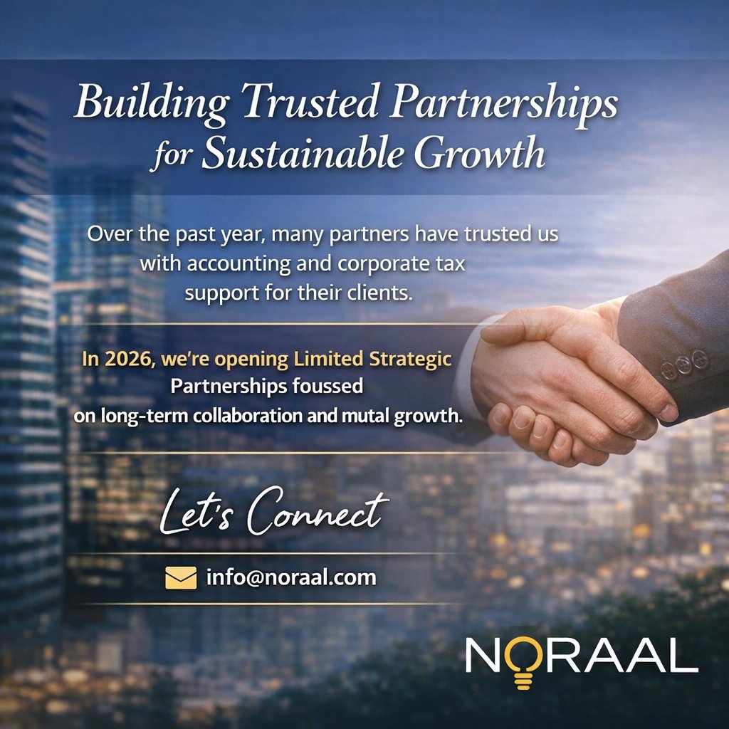 Noraalholding's tweet photo. 🌟 Building Trusted Partnerships for 2026
Noraal is opening limited strategic partnerships for long-term collaboration in accounting &amp; corporate tax support.

#BusinessGrowth #StrategicPartnership #AccountingServices #CorporateTax #TrustedPartners #2026Opportunities https://t.co/sWkVGohqRa