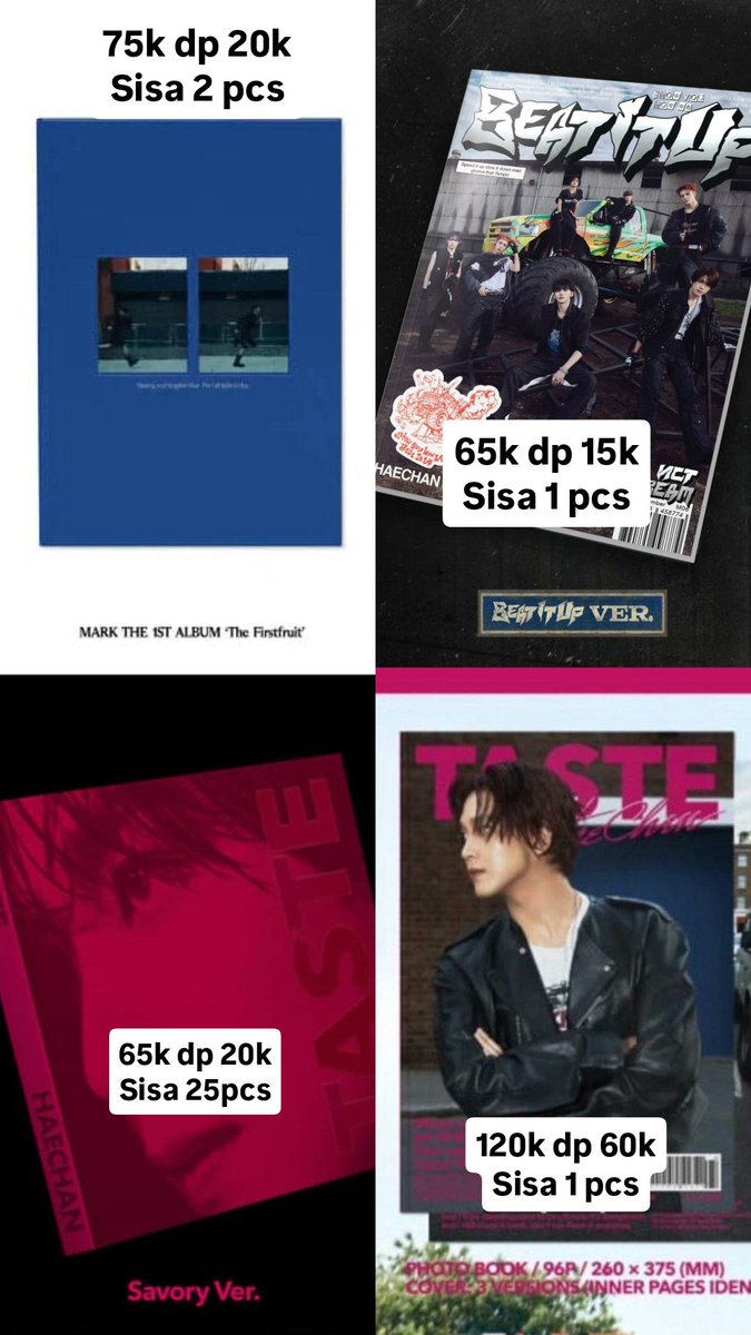 Wts Lebihan CO Album Sealed

✅️rd ch
✅️bersih ina
❌️packing
🏠go dom bogor
t. Wts wtb pb beat it up, album mark stranger, fullspread haechan, savory haechan
#neosell #wts