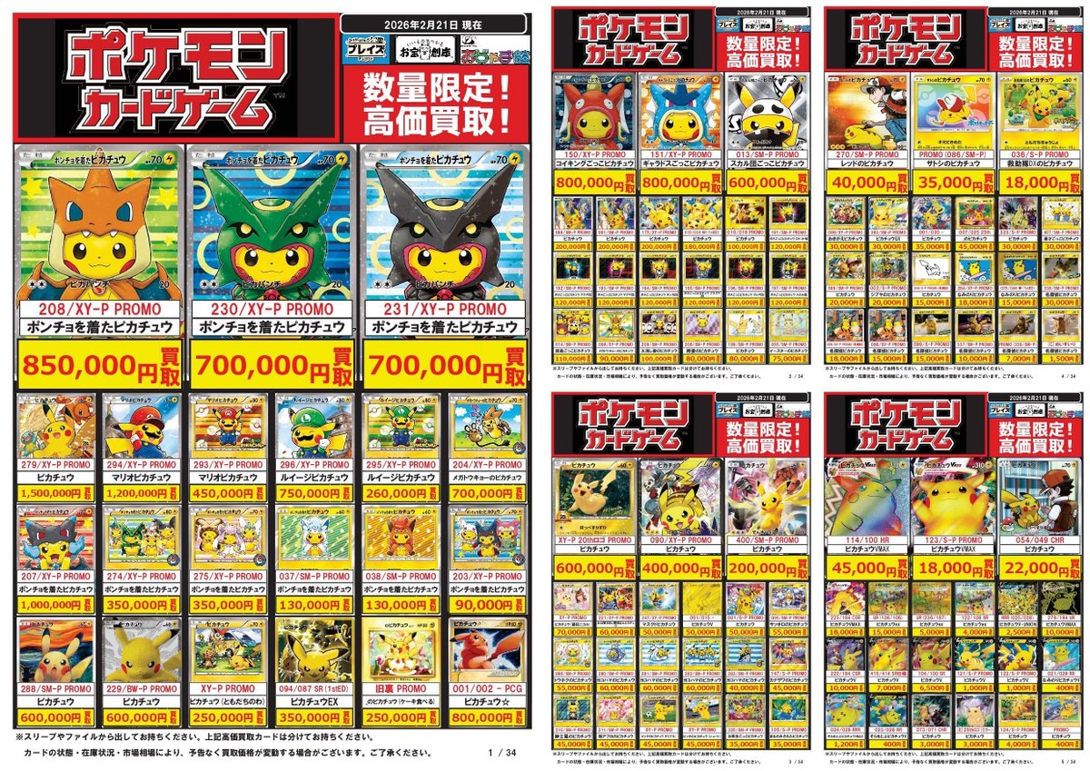 ✨#ポケモンカード ✨02/21更新 ポンチョを着たピカチュウ(208/XY‐P