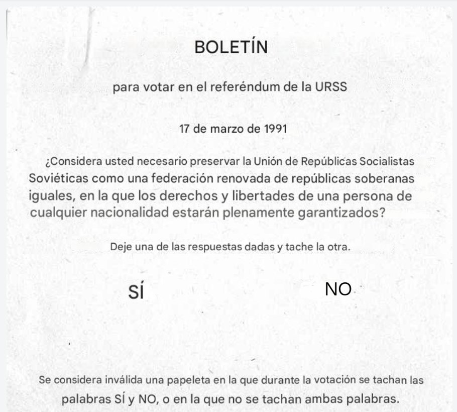 Apenas un mes después, 17 de Marzo de 1991, se hizo un referéndum en la URSS, preguntando a la ciudadanía si querían preservar el sistema socialista soviético, el cual el pueblo votó por mayoría preservar con un aplastante 76,4% del total.

En el referéndum de la URSS hubo un 80%
