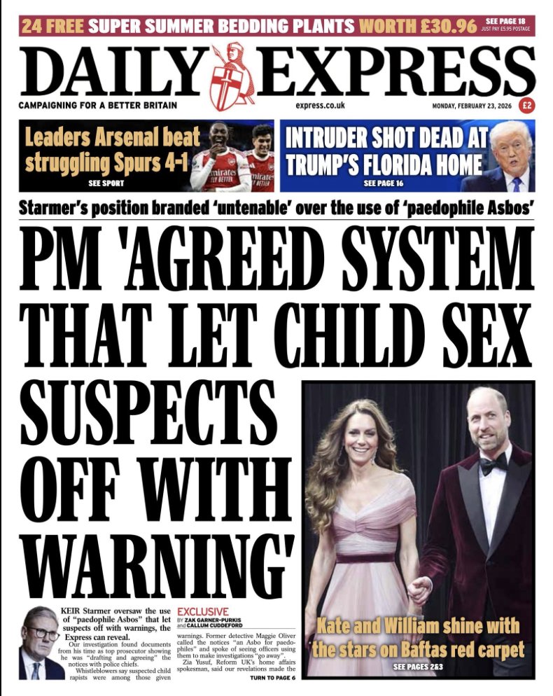 Saville.
Fayed.
Mandelson.
Brown.
Musilm rape gangs.
The rent boys.
Now this.
Is Starmer so keen to protect paedophiles because he is one?