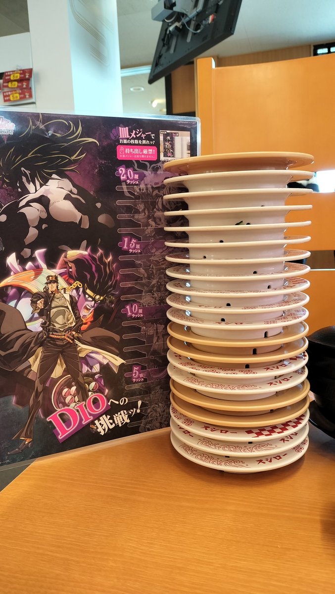 kandanir's tweet photo. ギリギリ間に合った！コラボメニューは全滅だったけど、雰囲気が最高。好きな食べ物「すし」のアヴさんも大満足
#スシロー20皿ラッシュ https://t.co/sDZOTWwGwY