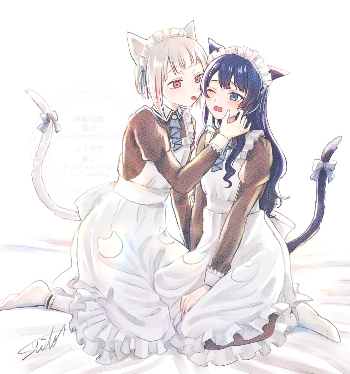 「猫の日ちこくしました… 猫耳メイドのつづさや」|すいと🎺のイラスト