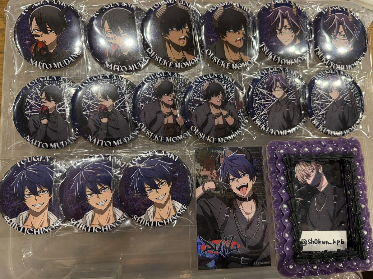 交換】桃源暗鬼 ファボテリア 天使と悪魔 缶バッジ チェキ風カード