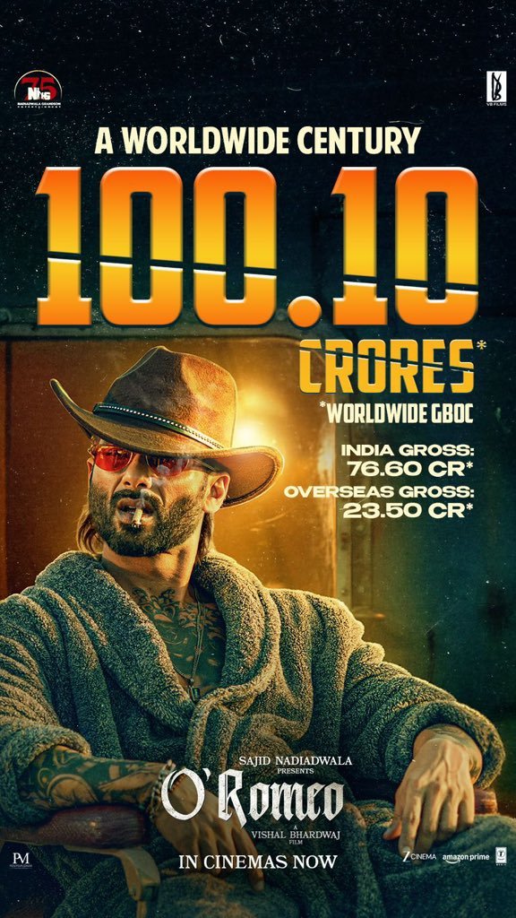 Oh no no… apparently “steady business” now means casually crossing ₹100 CR worldwide in week 2 😌💣

#ORomeo just quietly touched ₹100.10 CR 🌍🔥

India ₹76.60 CR
Overseas ₹23.50 CR
Total = Century without screaming headlines.

But sure… let’s keep saying “it’s
