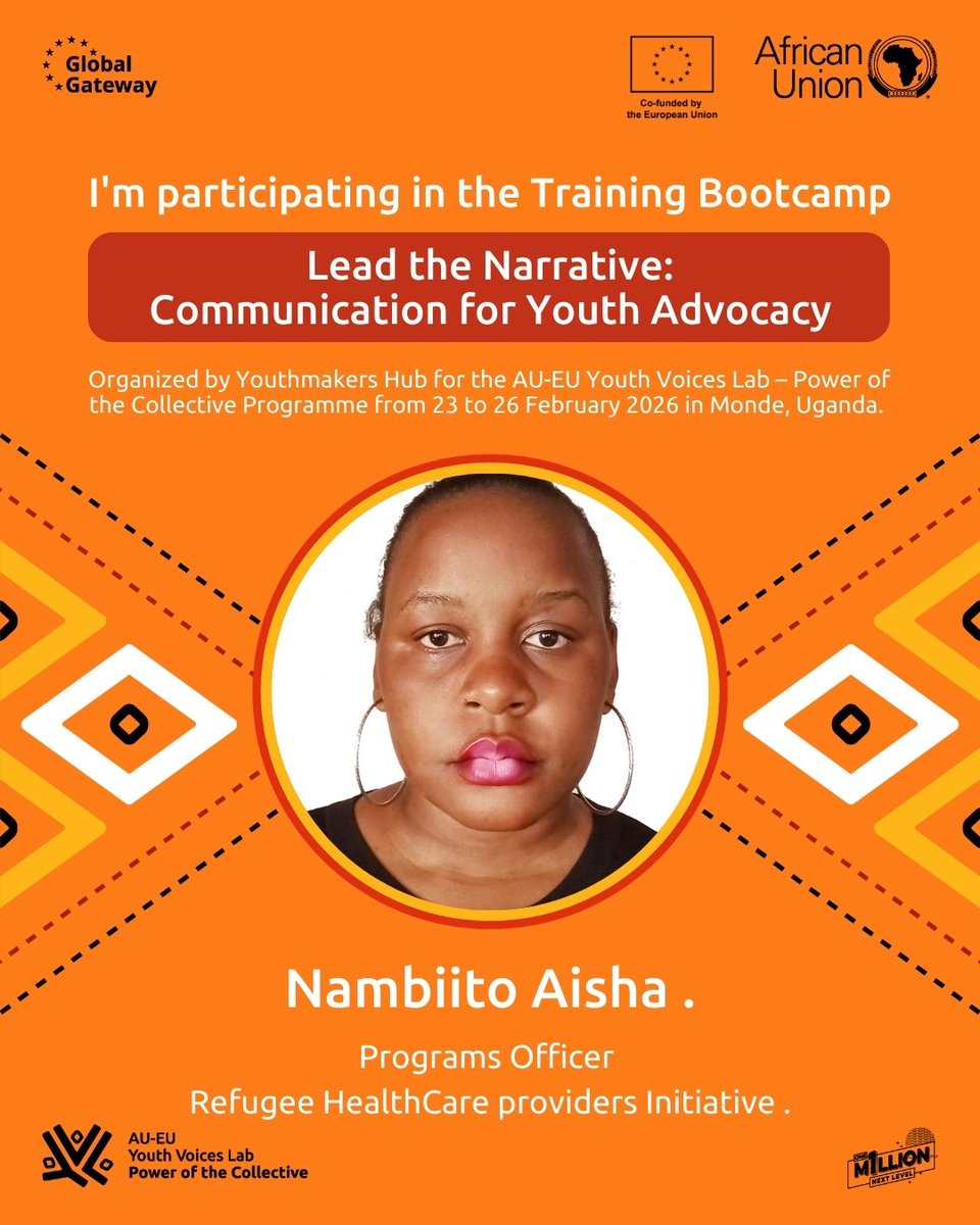 Our Programs Officer Nambiito Aisha is participating in the “Lead the Narrative: Communication for Youth Advocacy” training 🇺🇬,23–26 Feb 202in  Monde, Luwero, Organisedb@youthmakershub under <a href="/AUEUYouthLab/">AU-EU Youth Lab</a>, this bootcamp strengthens strategic communication for youth-led change.