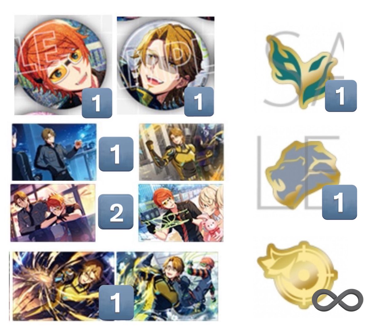 harujbe's tweet photo. @no_TL【交換/譲渡】エリオス　クリアブロマイド　ピンズコレクション

譲
1〜3枚目各1
（アキラ、レン、ガスト、ヴィクター、ジュニア、オスカー、ディノ、マリオン、ジュード、ビアンキ）

求
4枚目（☆グレイ、☆ビリー、ジェイ、☆アッシュ、リリー）
定価

郵送、2点〜
リリーは☆含むお取引のみ https://t.co/bnXFe1OYkT