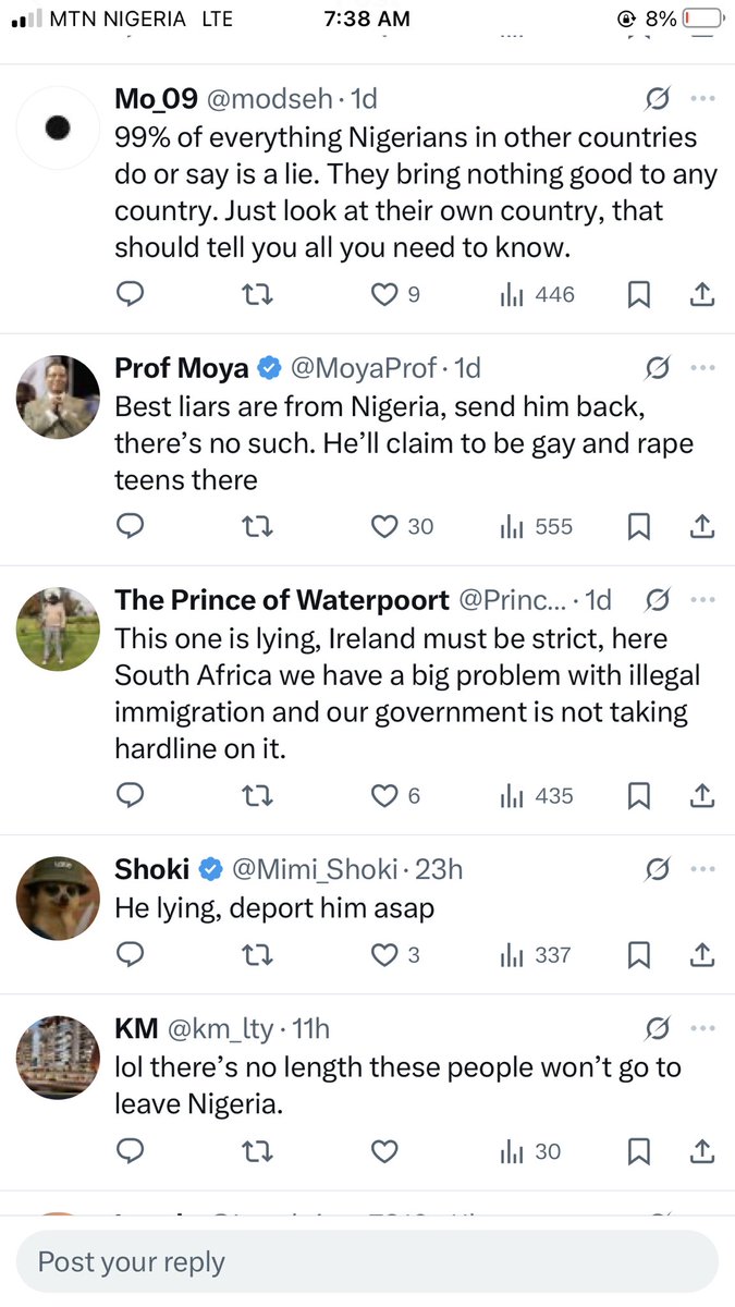 Ask yourself why Nigerians would rather die in 🇿🇦 than return home.

We're in every country seeking asylum, working as cleaners &amp; caregivers amidst hostility.

Politicians continue to loot our common wealth,making Nigeria unlivable.

#Protest now. Gm Abba Apology
Spence Seyi simi