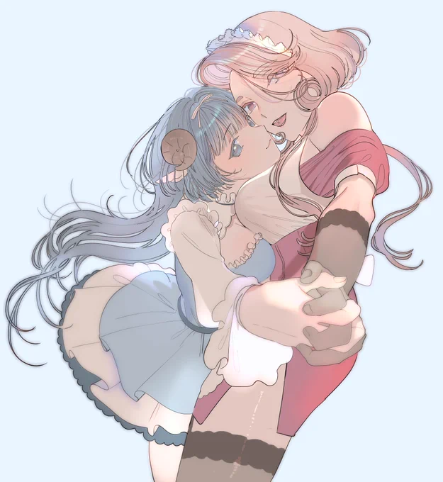 あおさむの百合イラストを、Skebにて原百合子様(#yurixxko)に描いていただきました (『繭、纏う』大好きなので嬉しすぎます……ッ) #あおとちゃん絵 #osamuoneesan_pic