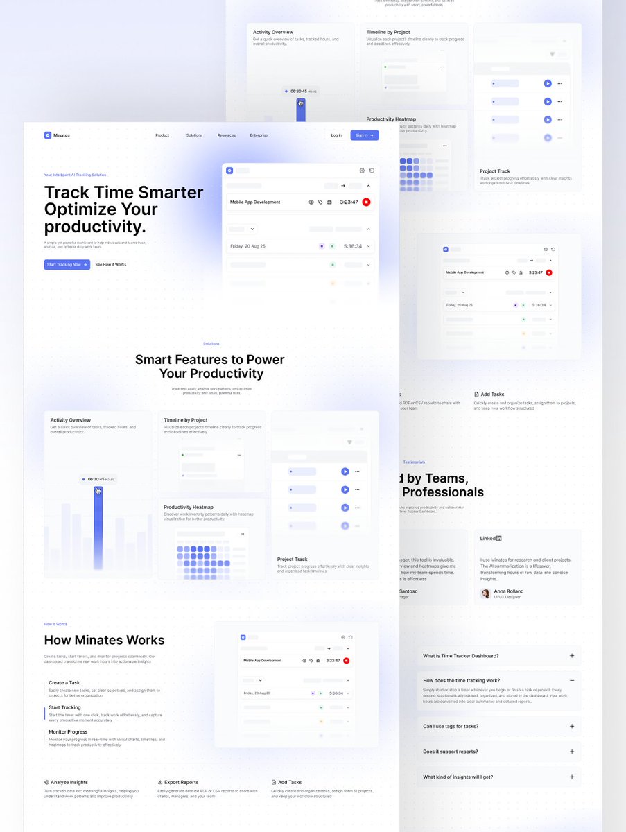 madebyuigo's tweet photo. Maximize productivity with Minates. A precision-focused SaaS UI/UX that transforms complex data into a smarter way to track every second.

#SaaSDesign #TimeTracker #DashboardDesign #UIUX #UIGO https://t.co/J4vVZvH4pD
