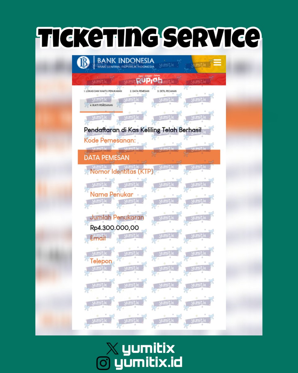 yumitix's tweet photo. OPEN TICKETING SERVICE JASTIP JASWAR

Serambi Penukaran Uang Rupiah Baru

Fee: IDR 50k/nik

✅Data sendiri
✅Fee dibayar setelah berhasil
✅Serambi web experience

Ask? Just DM📩

jasa war titip #serambi #bankindonesia #penukaranuang #penukaranuangbaru https://t.co/rhZpwDznVq