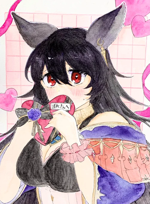 #三連休はフォロワーが増えるらしい 透明水彩メインで描いてます 六竜やロベリアやニーアメインで描くことが多いですが、割と気分で色んなグラブルキャラを描きます