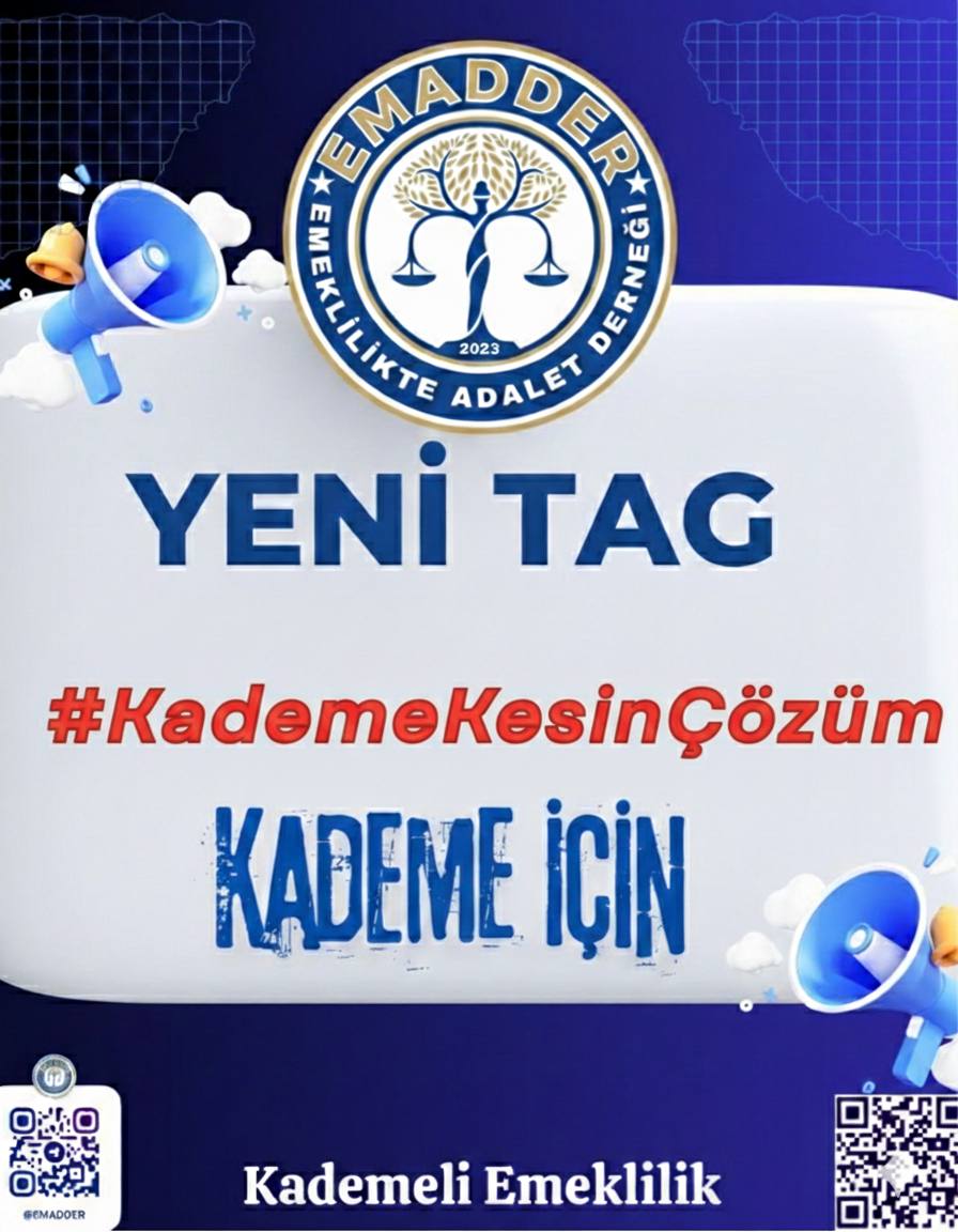 📣📣 TAG DUYURUSU 📣📣
👇👇👇👇👇
#KademeKesinÇözüm

Bu bir ayrıcalık isteği değil;
yıllarca verilen emeğin, ödenen primlerin ve harcanan ömrün karşılığının talebidir.

Aynı işte çalışan, aynı yükü taşıyan milyonlarca emekçi tek bir tarihle birbirinden ayrıldı. 08.09.1999 sonrası