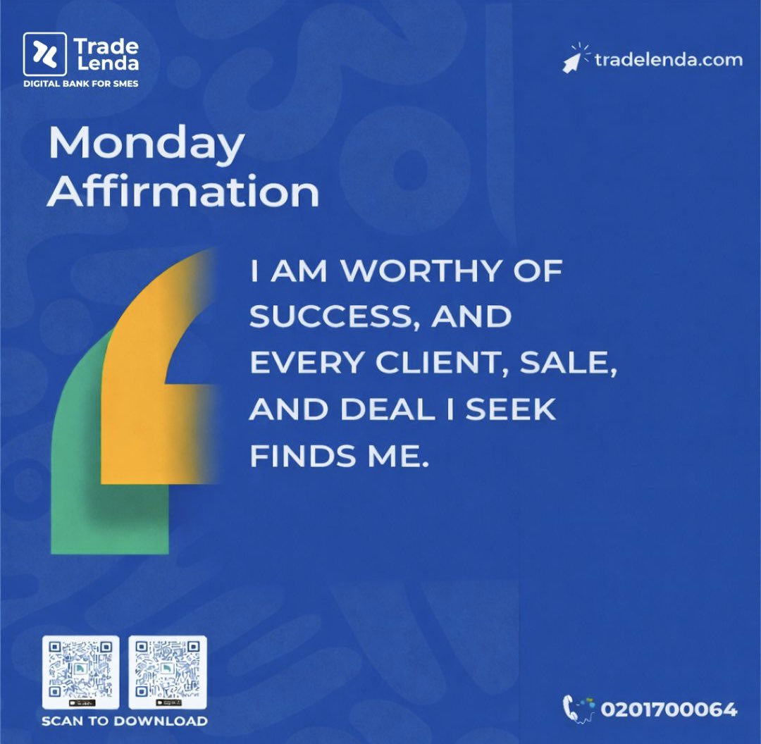 Today, affirm that you’re worthy of growth, impact, and abundance. 

Every client, every sale, and every deal you seek is aligning in your favor. 

This week, move with confidence and win with intention.

#MondayAffirmation
#tradelenda #HappyNewWeek
#MondayMotivation #TOTARS
