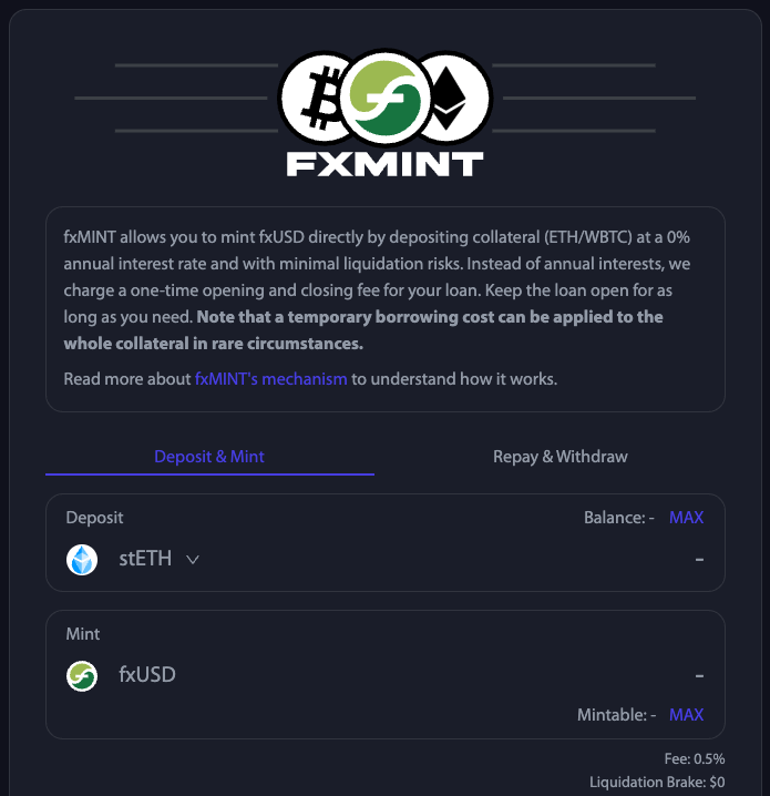 lordjorx's tweet photo. Borrowing at 1.2% while everyone else pays more.

Last year I told you about this CDP from @protocol_fx that lets you mint their stablecoin (fxUSD). 

Back then, it was free: you deposited stETH yielding 2.3% and took a loan at 0% cost. You were literally getting paid to borrow money.

The conditions have changed slightly, but they are still unbeatable:

> Opening fee: 0.5%
> Closing fee: 0.2%

I mistakenly thought that to close the position, you had to pay everything back at once. I was wrong. You can pay it back in small chunks, whenever you want. 

Since the 0.2% fee is proportional, paying $5,000 in one go costs the same as five payments of $1,000. This lets you clear debt as you take profits elsewhere.

The best part is the real borrowing cost. You only pay interest if fxUSD loses its peg. Over the last year, the average borrowing cost was just 0.4784%.

Let’s do the math: 0.5% opening + 0.2% closing + 0.5% average interest = 1.2% total cost.

FX Mint offers fixed and predictable costs. For long-term debt, there is simply no competition.