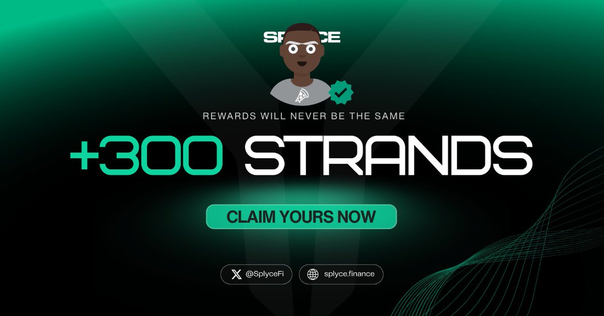 300 Strands claimed. 

Real-world yield is coming to Solana with <a href="/SplyceFi/">Splyce Finance</a> 

Feels good to be early.

Your turn: solana.splyce.finance/rewards?ref=38…