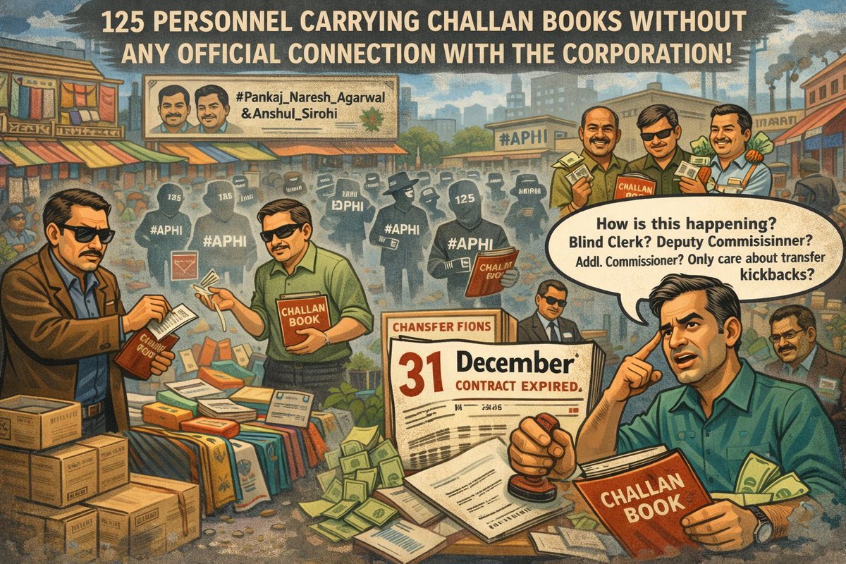 राजधानी में उगाही का ऐसा खेल चल रहा है, जिसे सुनकर आप भी हैरान रह जाएंगे!

शहर में ऐसे करीब सवा सौ लोग खुलेआम चालान बुक लेकर बाजारों में घूम रहे हैं, जिनका आज की तारिख में निगम से कोई सरोकार ही नहीं है !

हैरानी की बात है कि इनमे से दर्जनभर लोगों को तो #Pankaj_Naresh_Agarwal और