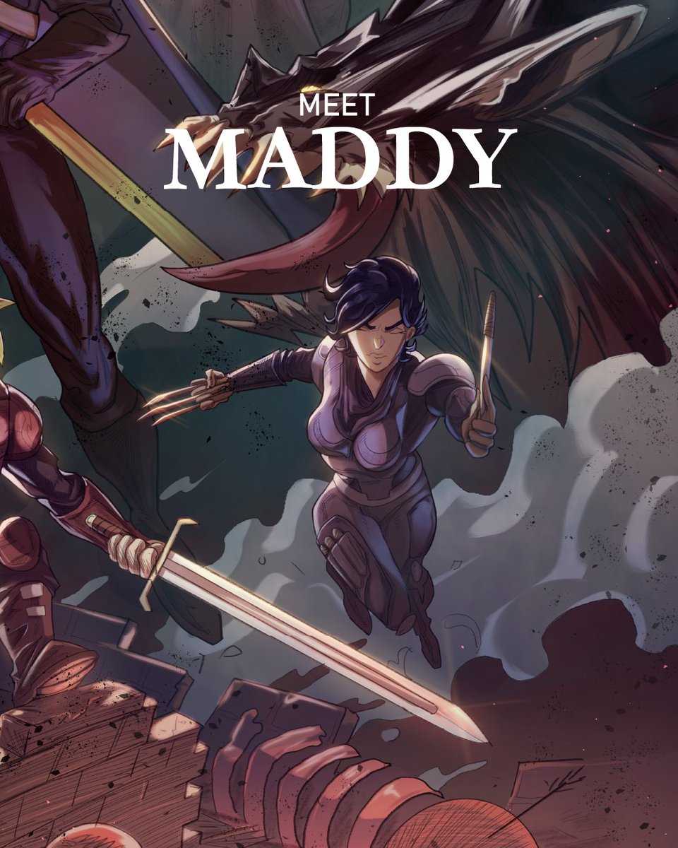 LukeMckoy's tweet photo. When I started writing this comic, I didn’t expect Maddy to become my favourite character to write—but she’s just so much fun.

She really starts to shine in Issue #2, so if you want to see this little spitfire in full force, consider supporting us on Kickstarter 💥 https://t.co/BOw2moLX4M